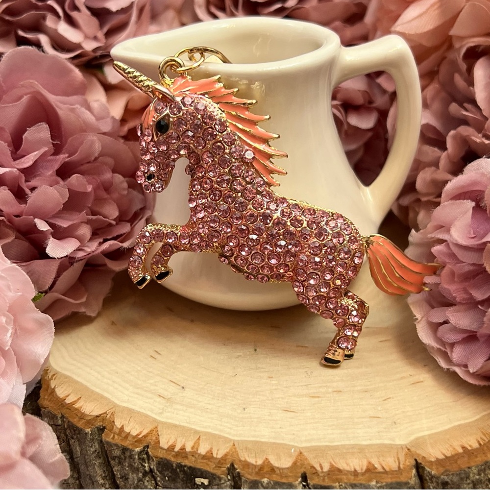 Magical Pink Crystal Unicorn Keychain Charm - Picture 2 of 16